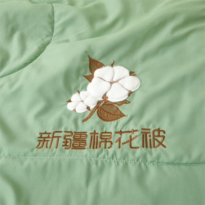 91家纺网 家纺一手货源 找家纺 西域种棉人·千百笠 2025新款A类100%新疆棉花夏凉被纯棉全棉填充毛巾绣绣花纯色双拼原棉空调被夏被 云暖-青果绿