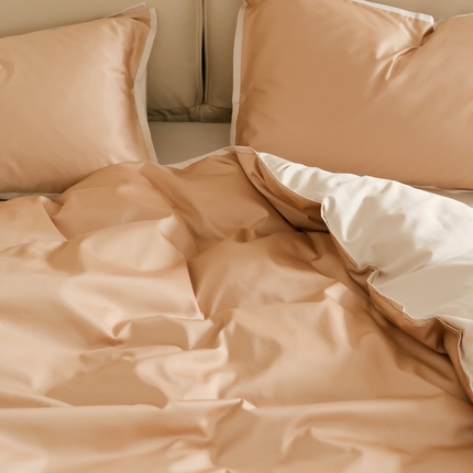 2025新款长绒棉缺角工艺单品系列单被套 焦糖橙