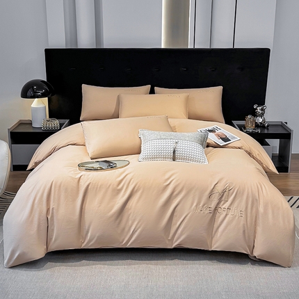 91家纺网 家纺一手货源 找家纺 （总）鸿织源家纺 2025新款全棉刺绣款简约纯色四件套