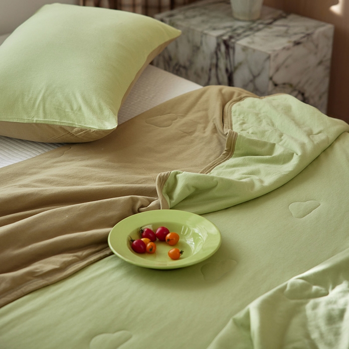 91家纺网 家纺一手货源 找家纺 安莱生活 2025新款全棉纯棉云感针织棉双拼夏被夏凉被空调被 翠暖双拼