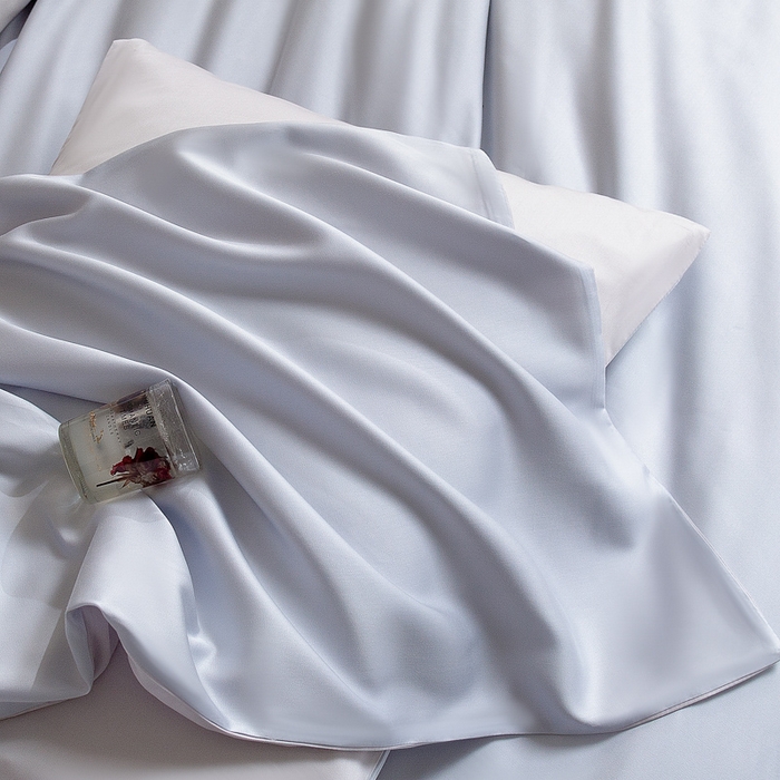 91家纺网 家纺一手货源 找家纺 云栖家居 202560支兰精天丝纯拼色四件套 海蓝银灰