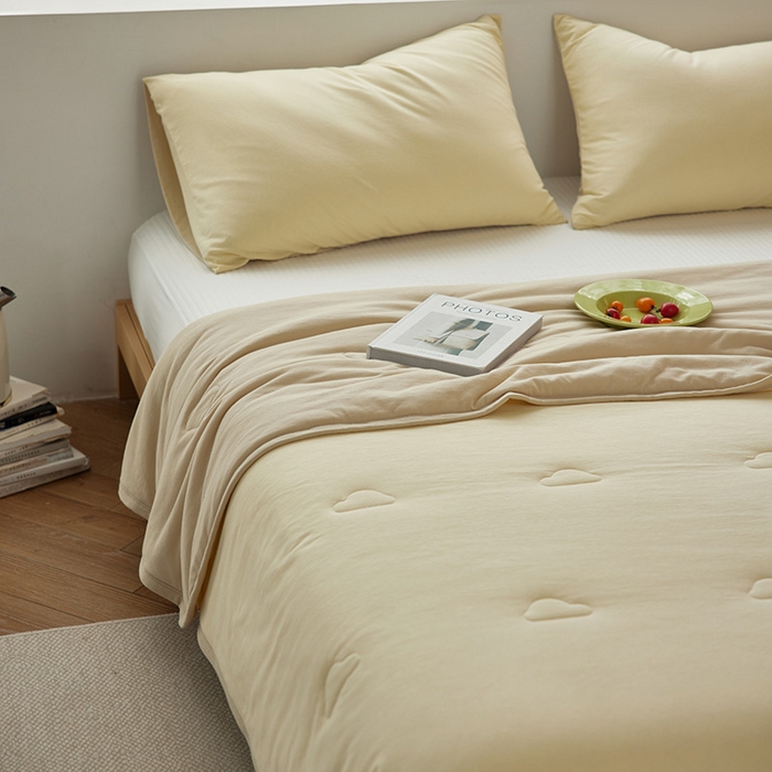 91家纺网 家纺一手货源 找家纺 安莱生活 2025新款全棉纯棉云感针织棉双拼夏被夏凉被空调被 菁甘绿双拼