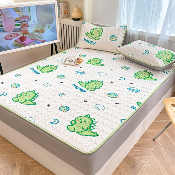 91家纺网 家纺一手货源 找家纺 布卢姆床垫 2025新款5mmA类乳胶凉席床笠套件夏被组合 可爱恐龙