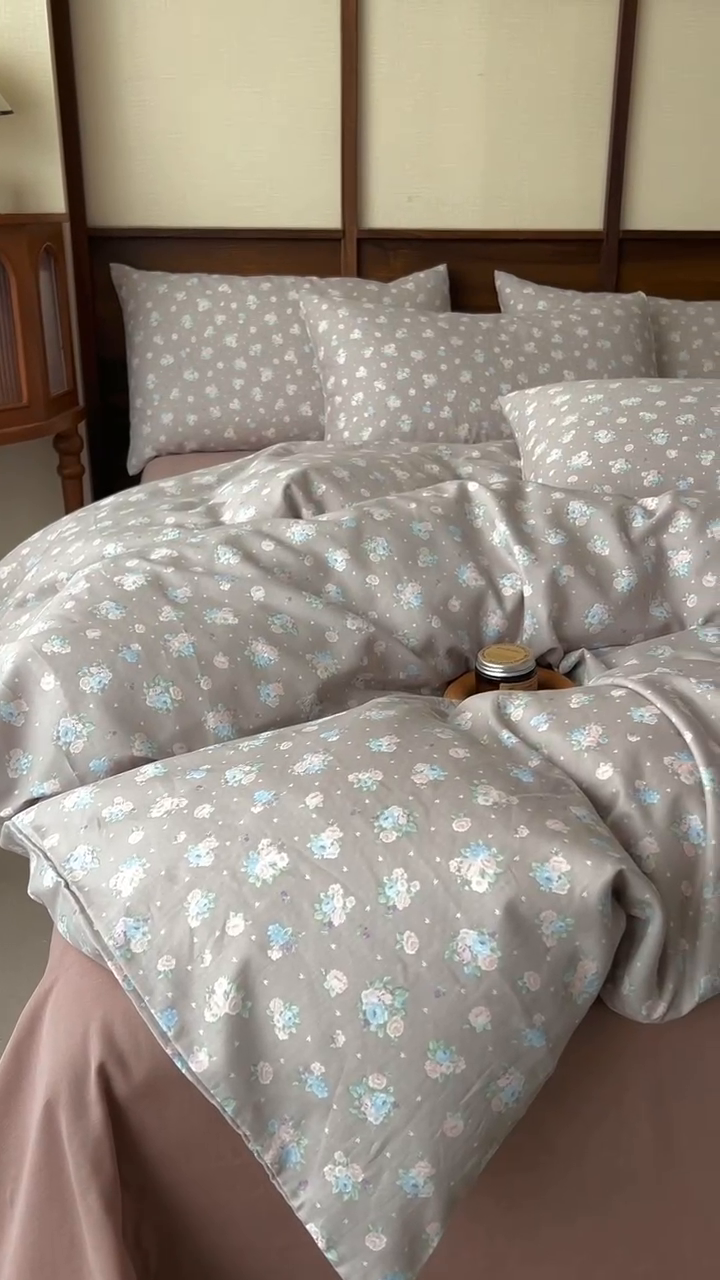 91家纺网 家纺一手货源 找家纺 优品阁  2025新款A类全棉有氧双层纱四件套 秀妍