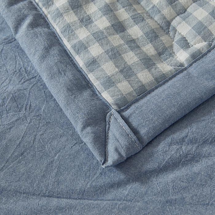 91家纺网 家纺一手货源 找家纺 西域种棉人·千百笠 2025新款A类100%新疆棉花夏凉被纯棉全棉填充原棉空调被手工宽边水洗棉夏被 水兰小格