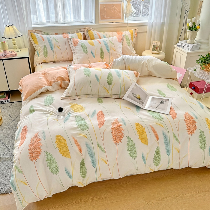 91家纺网 家纺一手货源 找家纺 红粉佳人家纺 2025春夏新款A类全棉纯棉12868纯棉单被套 芦苇草