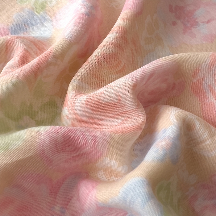 91家纺网 家纺一手货源 找家纺 优品阁  2025新款A类全棉有氧双层纱四件套 绯色花间