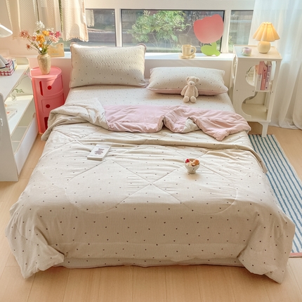 老帅的工厂店 2025新款a类云感双层纱7a抗菌夏被床盖四件套 爱你