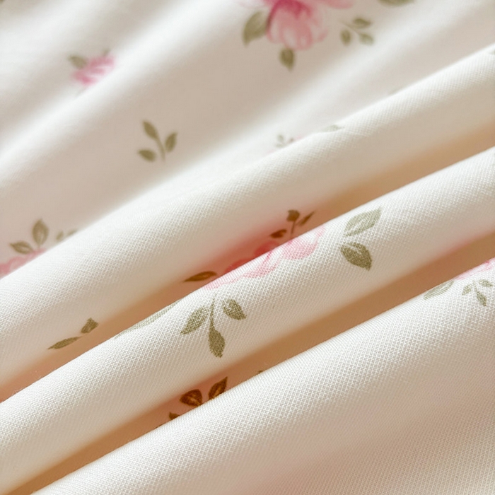 91家纺网 家纺一手货源 找家纺 金喜 2025新款小清新风格有氧针织双层纱大豆被夏被四件套 半亩花田