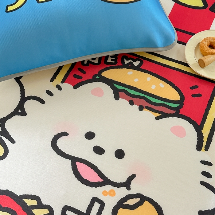 91家纺网 家纺一手货源 找家纺 美乐迪家纺 2025新款碳光凉感冰丝席 汉堡伙伴