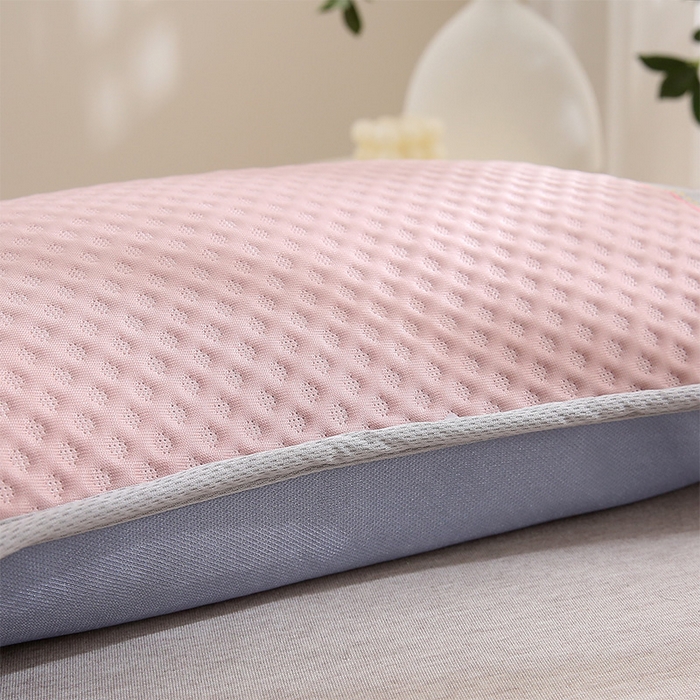 91家纺网 家纺一手货源 找家纺 纽乐家纺 2025夏季夏凉茶香枕头冰丝凉感华夫格凉豆豆茶叶茉莉花枕头枕芯 冰丝华夫格茶香枕-粉色 35x55cm/只