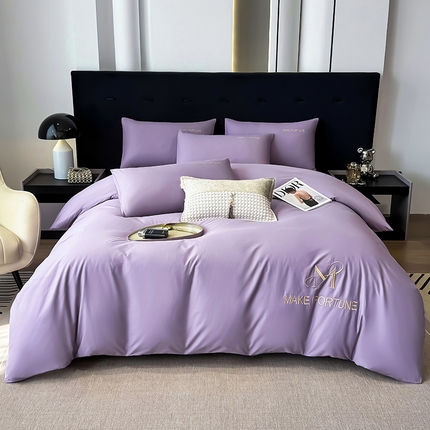 91家纺网 家纺一手货源 找家纺 （总）鸿织源家纺 2025新款全棉刺绣款简约纯色四件套