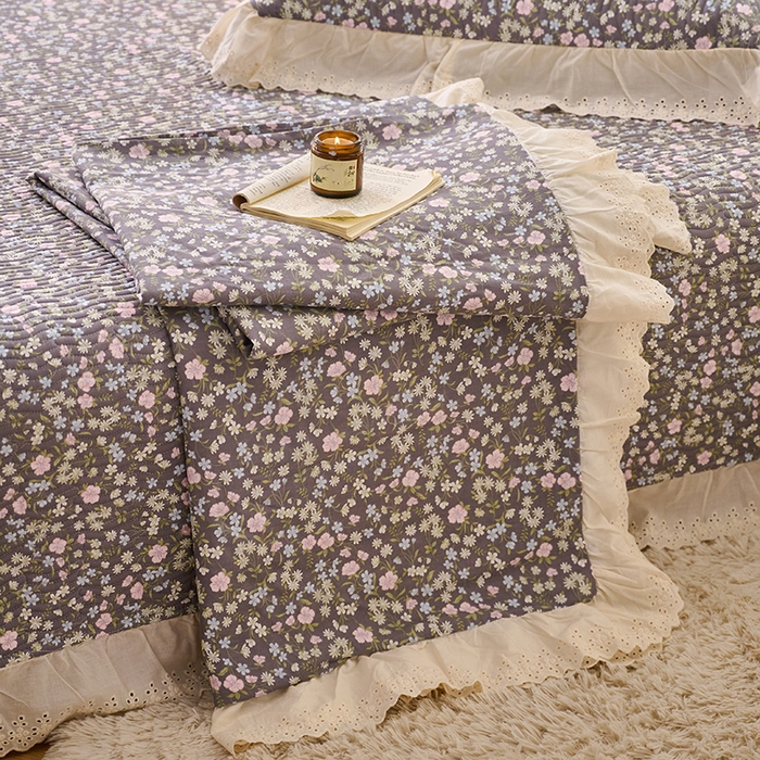 91家纺网 家纺一手货源 找家纺 X猫先生 2025新款法式全棉双层纱床盖套件夹棉床单三四件套（A类母婴级） 朵蔓