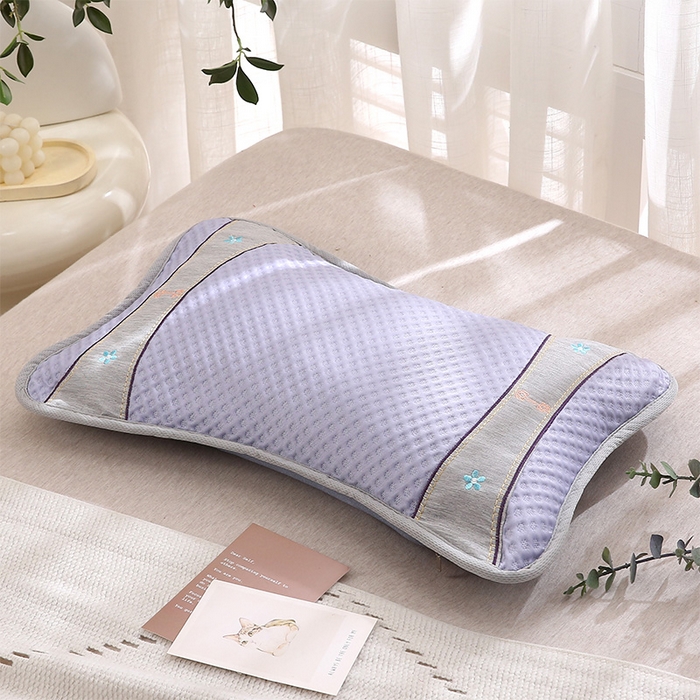 91家纺网 家纺一手货源 找家纺 纽乐家纺 2025夏季夏凉茶香枕头冰丝凉感华夫格凉豆豆茶叶茉莉花枕头枕芯 冰丝华夫格茶香枕-紫色 35x55cm/只