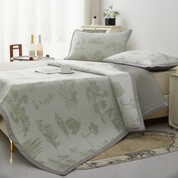 91家纺网 家纺一手货源 找家纺 曲宿家纺 2025新款A类高分子色织提花软凉席系列 山涧-果绿,山涧-果绿