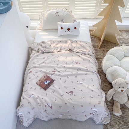 潮邦 2025新款全棉双层纱多功能盖毯 背包兔