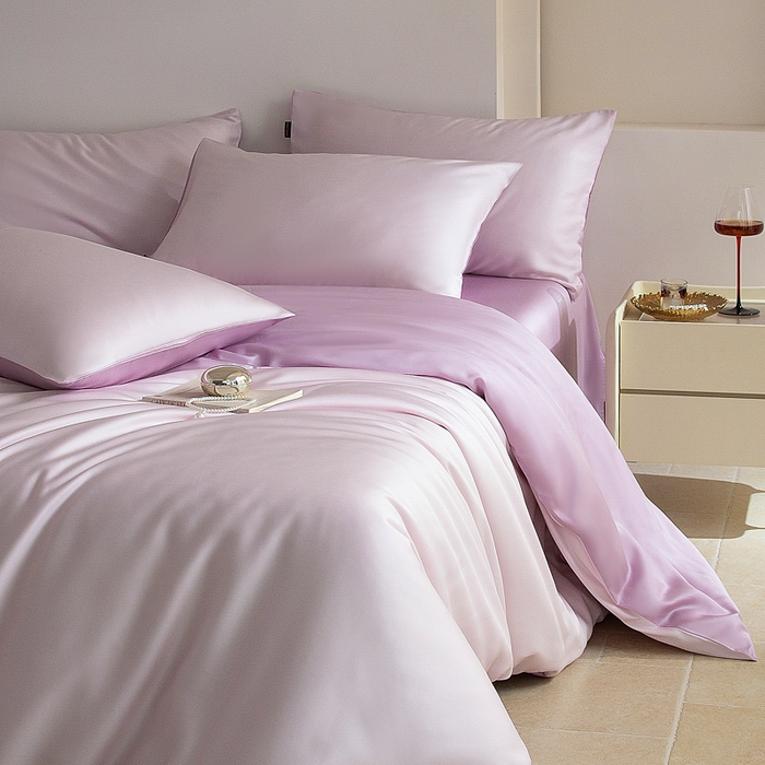 91家纺网 家纺一手货源 找家纺 云栖家居 202560支兰精天丝纯拼色四件套 极耀紫