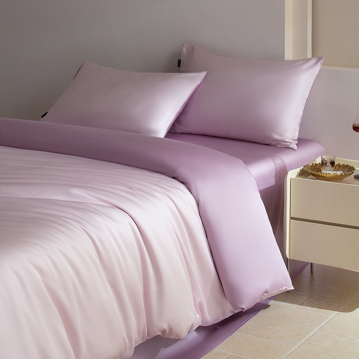 91家纺网 家纺一手货源 找家纺 云栖家居 202560支兰精天丝纯拼色四件套 极耀紫