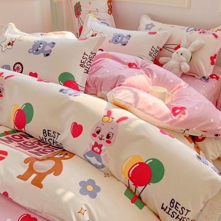 91家纺网 家纺一手货源 找家纺 （总）悦织湾家纺 2025新款亲肤芦荟棉四件套轻奢印花磨毛床上用品亲肤棉四件套