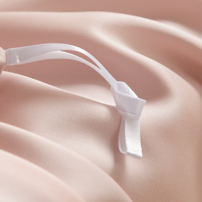 91家纺网 家纺一手货源 找家纺 云栖家居 202560支兰精天丝纯拼色四件套 浅杏粉银灰