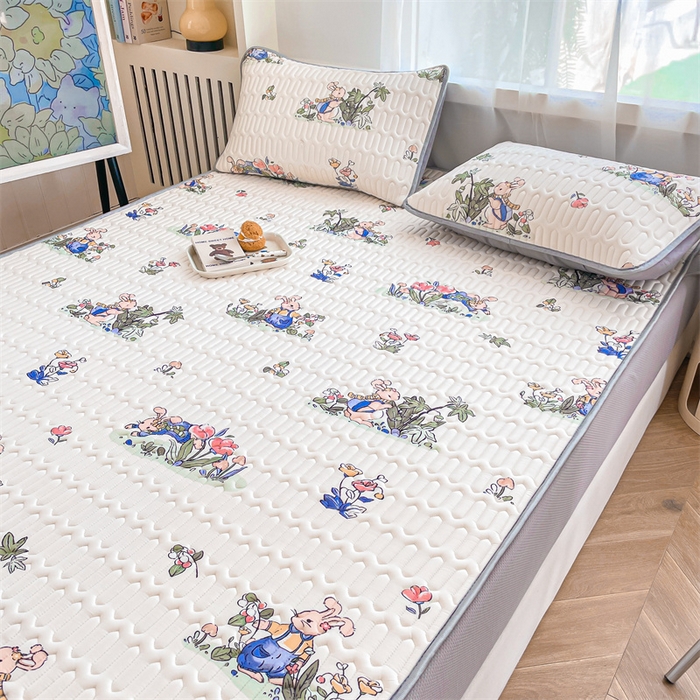 91家纺网 家纺一手货源 找家纺 布卢姆床垫 2025新款5mmA类乳胶凉席床笠套件夏被组合 兔子先生