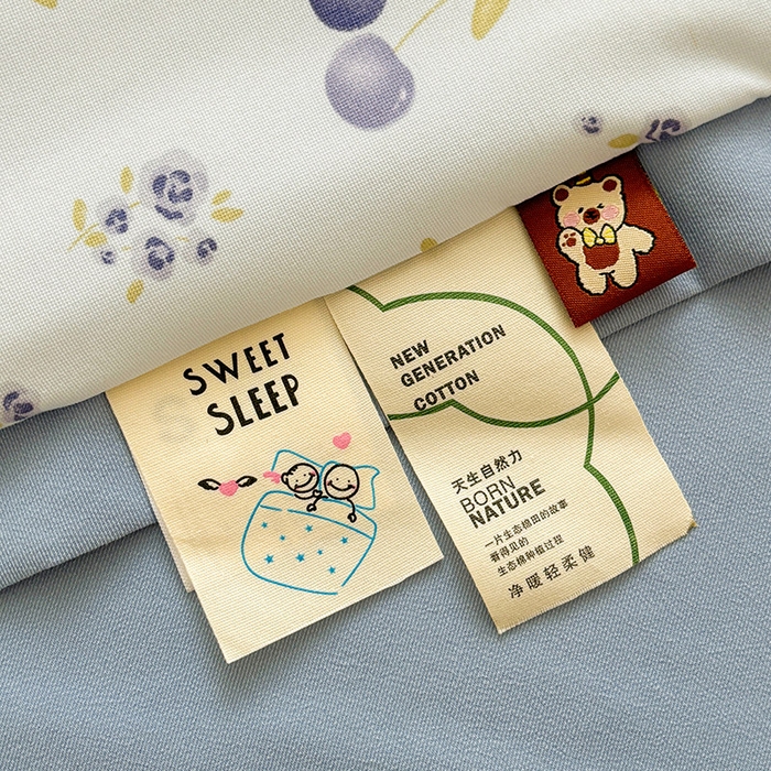 91家纺网 家纺一手货源 找家纺 金喜 2025新款小清新风格有氧针织双层纱大豆被夏被四件套 星晴兰