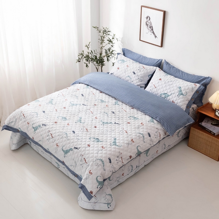 91家纺网 家纺一手货源 找家纺 优乐家纺 2025新款纯棉印花夹棉系列四件套-纽扣款新狂欢乐园