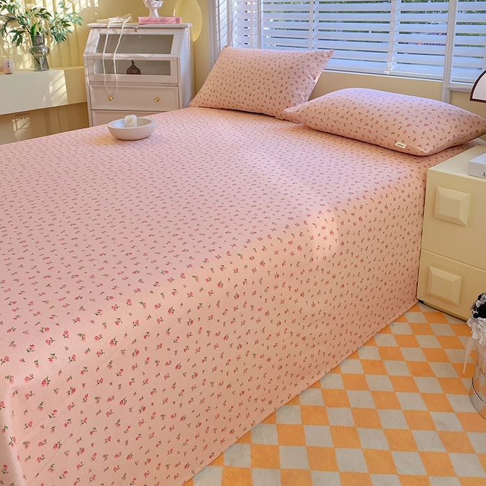 91家纺网 家纺一手货源 找家纺 爱彼家纺 2025新款锦柔老粗布席子凉席床单 玫瑰花园