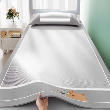 川悦生活 2025新款纯色凉感冰丝席-小床 诺尼熊-银灰