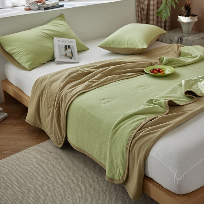 91家纺网 家纺一手货源 找家纺 安莱生活 2025新款全棉纯棉云感针织棉双拼夏被夏凉被空调被 翠暖双拼