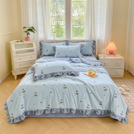 91家纺网 家纺一手货源 找家纺 欧尚 2025新款ins风夏被四件套 跳跳狗