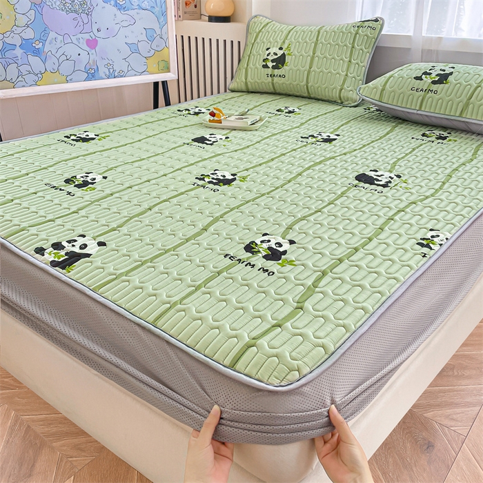 91家纺网 家纺一手货源 找家纺 布卢姆床垫 2025新款5mmA类乳胶凉席床笠套件夏被组合 欢乐熊猫