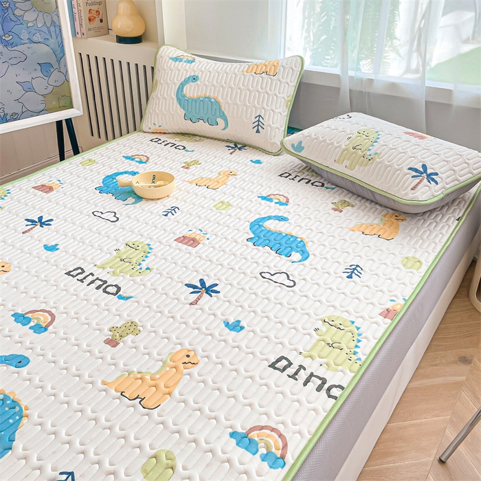 91家纺网 家纺一手货源 找家纺 布卢姆床垫 2025新款5mmA类乳胶凉席床笠套件夏被组合 恐龙世界