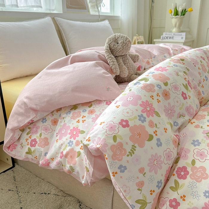 91家纺网 家纺一手货源 找家纺 红粉佳人家纺 2025春夏新款A类全棉纯棉12868纯棉单被套 倾心之恋