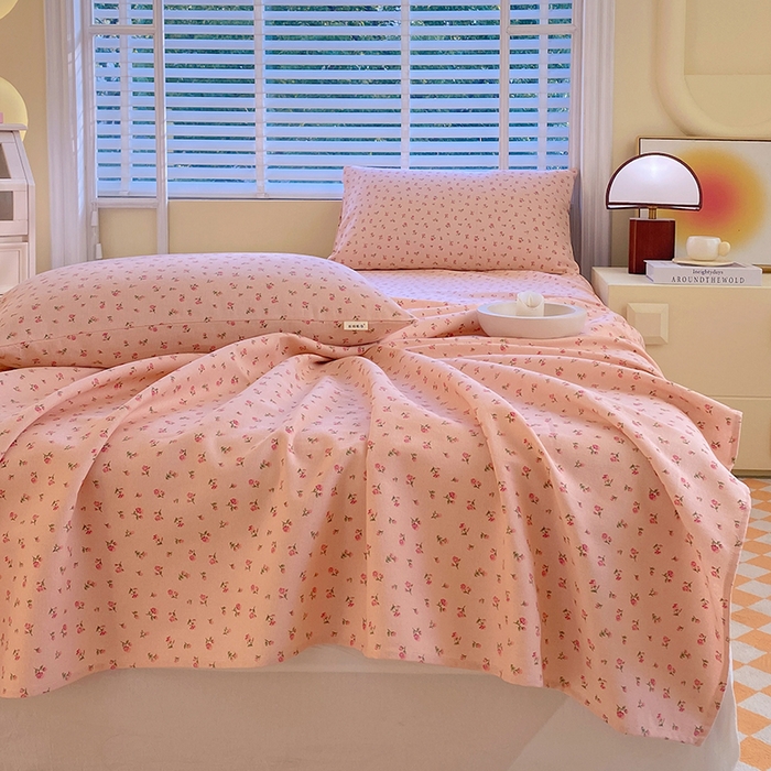 91家纺网 家纺一手货源 找家纺 爱彼家纺 2025新款锦柔老粗布席子凉席床单 玫瑰花园