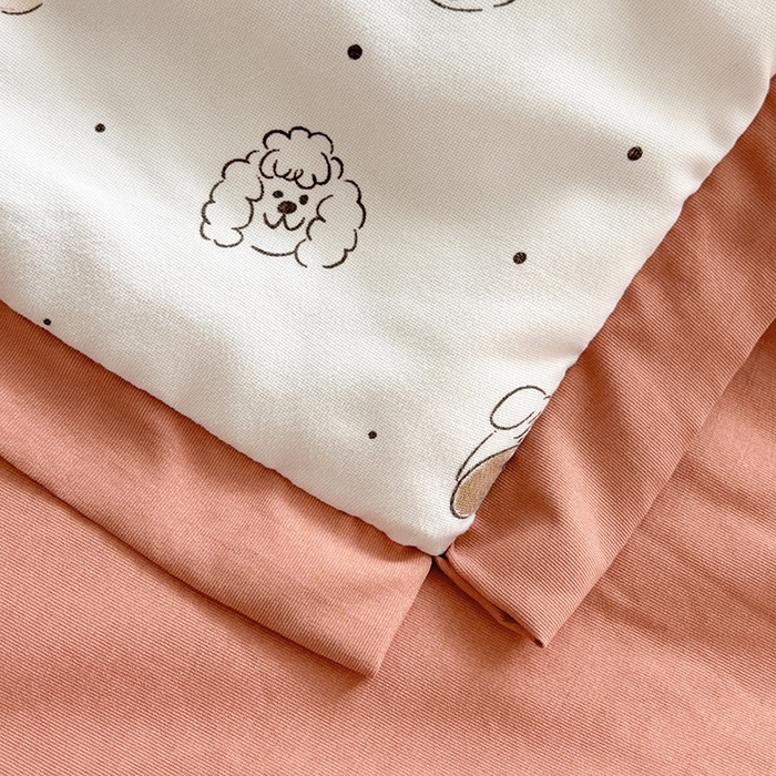 91家纺网 家纺一手货源 找家纺 金喜 2025新款小清新风格有氧针织双层纱大豆被夏被四件套 可爱小熊