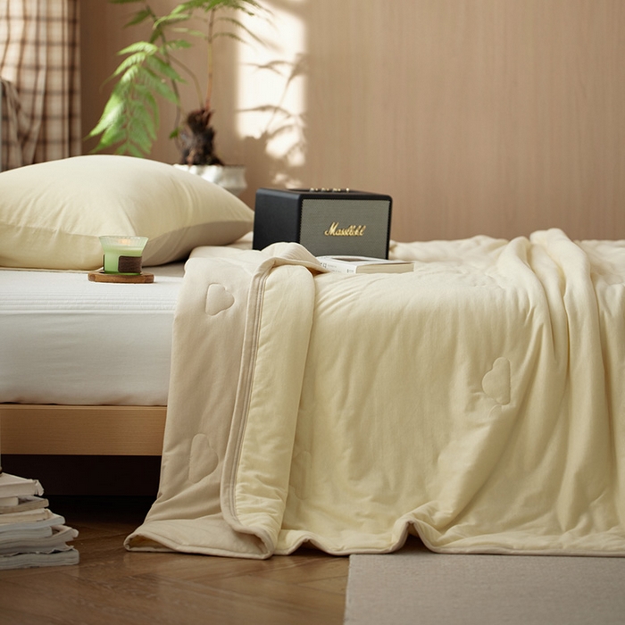 91家纺网 家纺一手货源 找家纺 安莱生活 2025新款全棉纯棉云感针织棉双拼夏被夏凉被空调被 菁甘绿双拼