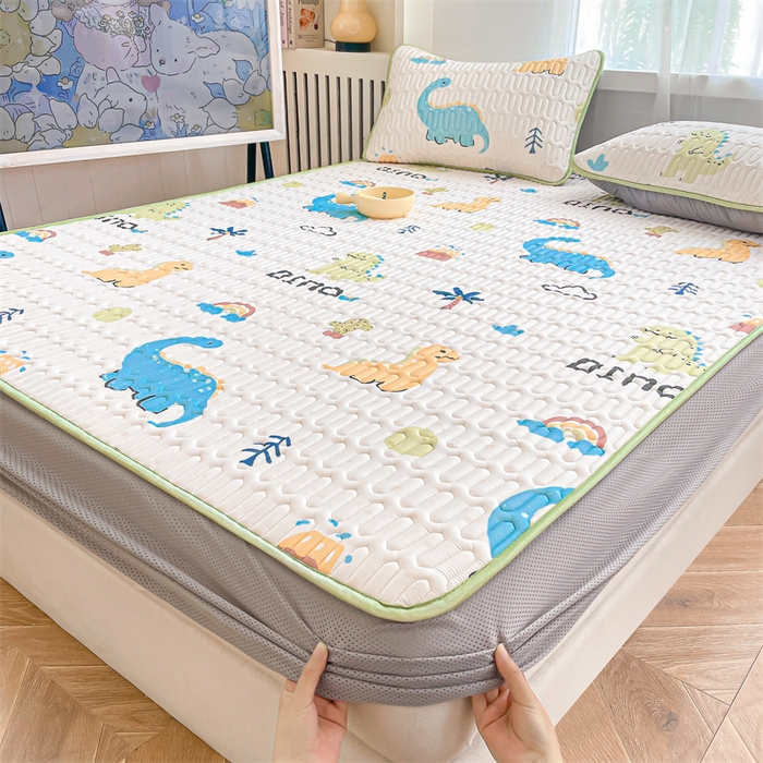 91家纺网 家纺一手货源 找家纺 布卢姆床垫 2025新款5mmA类乳胶凉席床笠套件夏被组合 恐龙世界