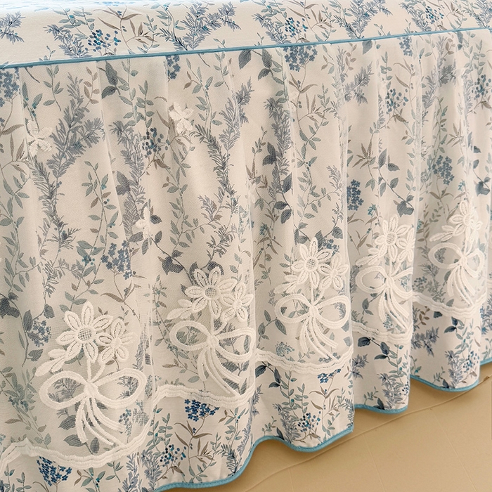 91家纺网 家纺一手货源 找家纺 宜凡家纺 2025新款全棉蕾丝花边床裙三件套 花香浮梦