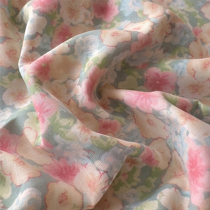 91家纺网 家纺一手货源 找家纺 优品阁  2025新款A类全棉有氧双层纱四件套 庭花香