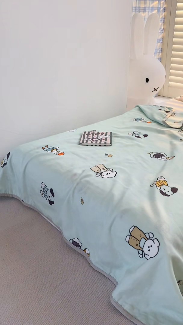 91家纺网 家纺一手货源 找家纺 潮邦 2025新款全棉双层纱多功能盖毯 动物派