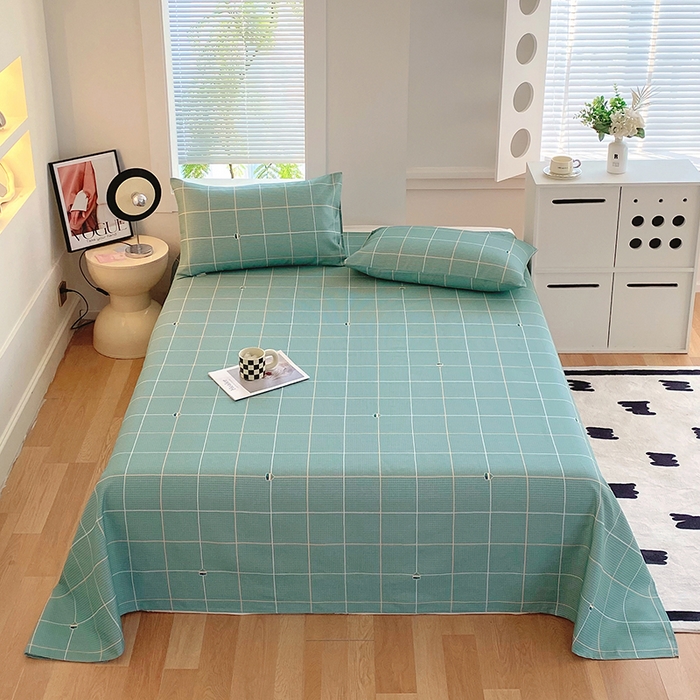 91家纺网 家纺一手货源 找家纺 爱彼家纺 2025新款锦柔老粗布席子凉席床单 绿条格