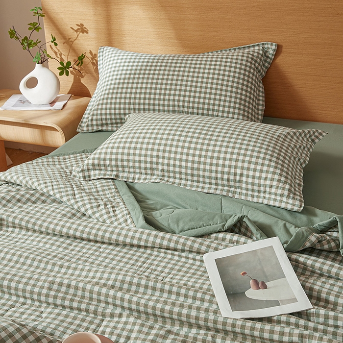 91家纺网 家纺一手货源 找家纺 西域种棉人·千百笠 2025新款A类100%新疆棉花夏凉被纯棉全棉填充原棉空调被手工宽边水洗棉夏被 绿小格