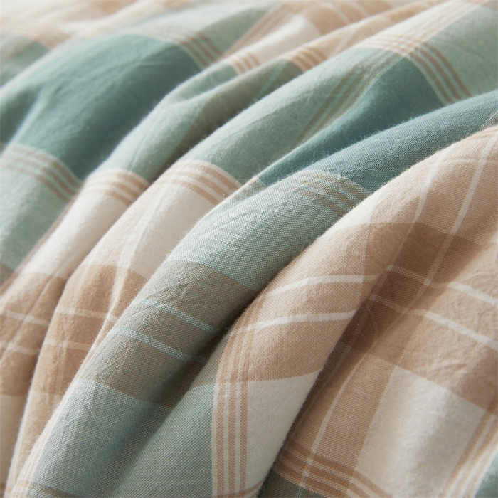 91家纺网 家纺一手货源 找家纺 2025新款A类里外全棉夏凉被100%新疆棉纯棉全棉填充无印格子款空调被原棉夏被 里外全棉-绿咖格