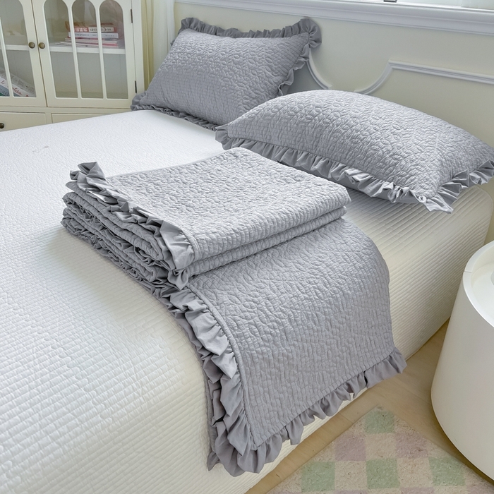 91家纺网 家纺一手货源 找家纺 乐卧家居 2026新款春夏轻氧自然系韩式透气薄款夏被空调被子-曼尼 曼尼-灰色