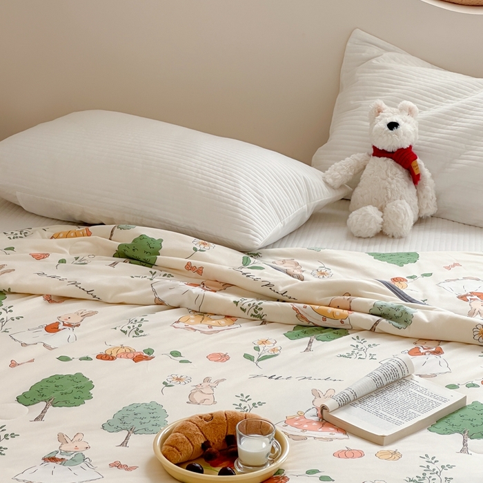 91家纺网 家纺一手货源 找家纺 觅糖家纺 2025新款软糯针织云柔大豆夏被 春天里