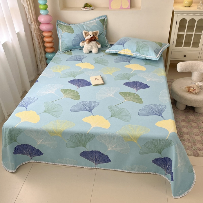 91家纺网 家纺一手货源 找家纺 新印象  2025新款花边老粗布床单款床笠款三件套秋意