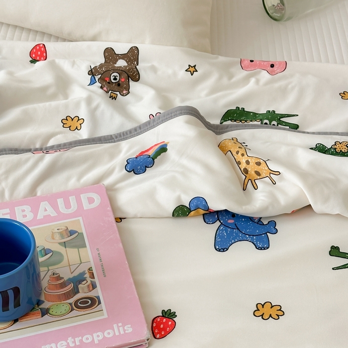 91家纺网 家纺一手货源 找家纺 觅糖家纺 2025新款软糯针织云柔大豆夏被 动物乐园