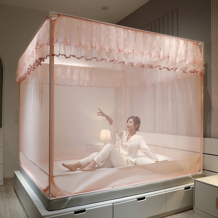 夏彩 2025新款U型三开门外穿坐床蚊帐系列-货号88538/88539 88539玉色