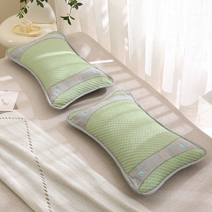 91家纺网 家纺一手货源 找家纺 纽乐家纺 2025夏季夏凉茶香枕头冰丝凉感华夫格凉豆豆茶叶茉莉花枕头枕芯 冰丝华夫格茶香枕-绿色 35x55cm/只